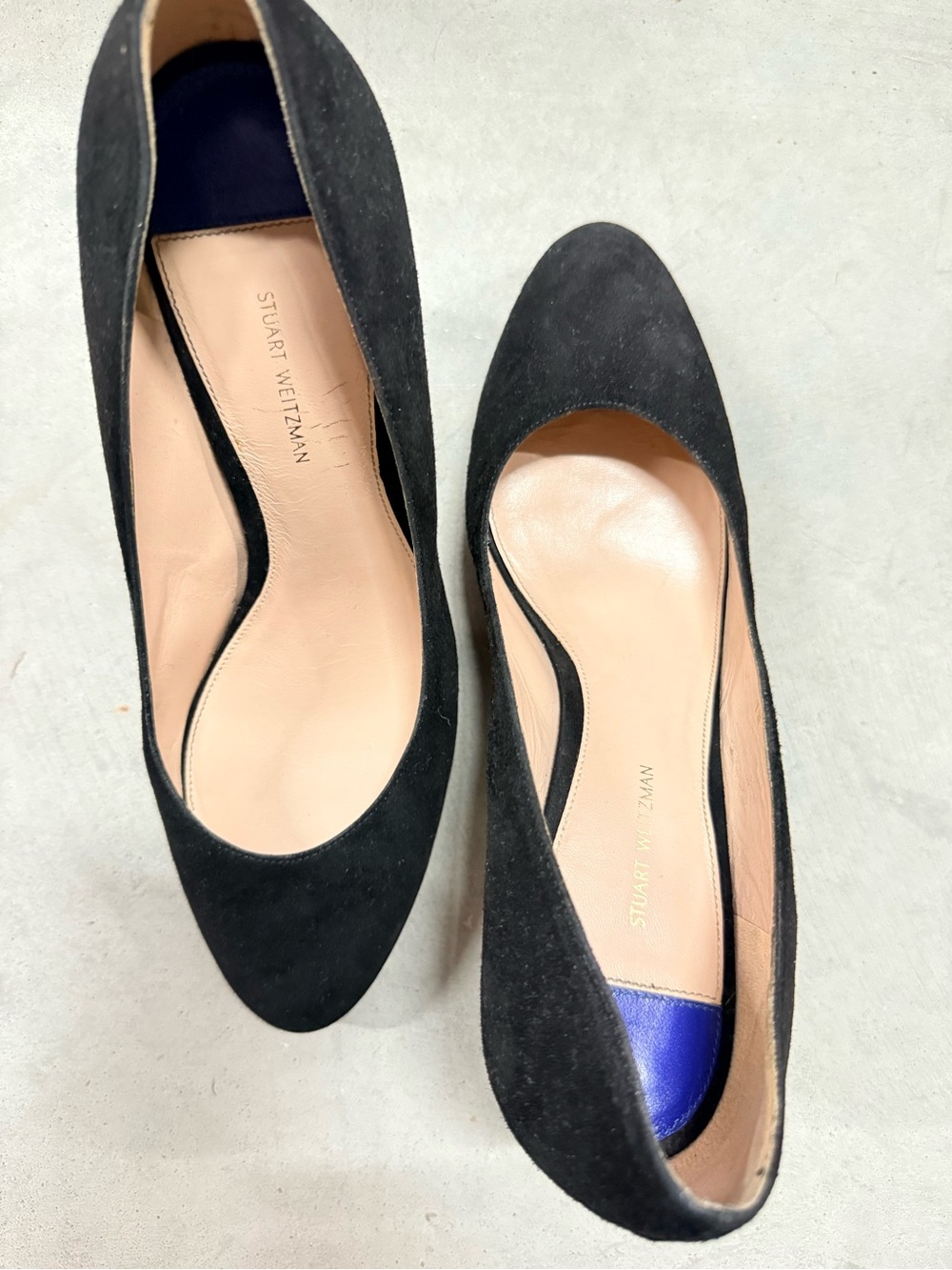Stuart Weitzman Black Suede Pointed Toe Pumps